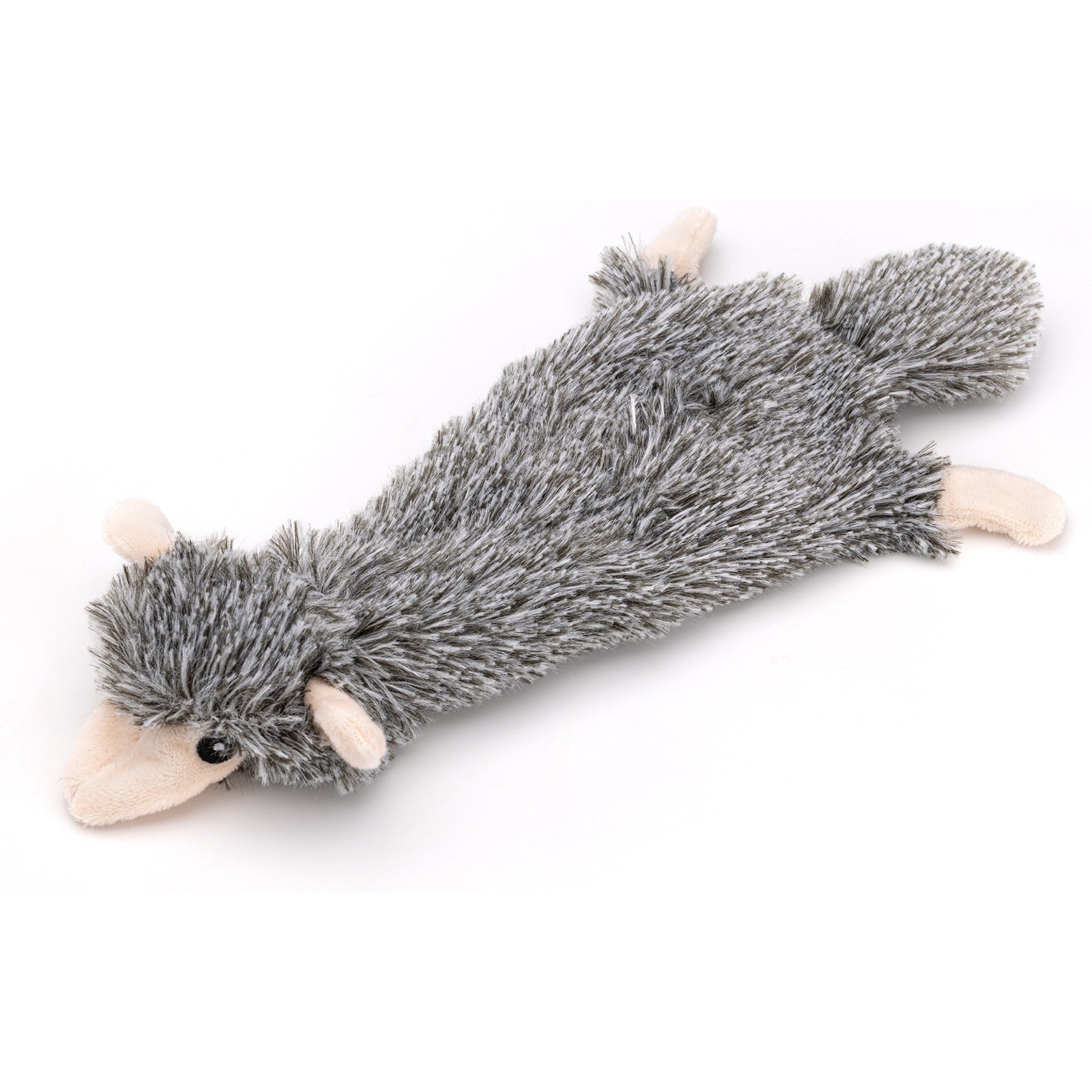 Dogline Crinkle Hedgehog Squeaky Plush Dog Toy, Gray, 11-in