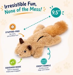 Dogline Squirrel Crinkle Squeaky Plush Dog Toy, Brown, 9.5-in, Light Brown slide 2 of 3