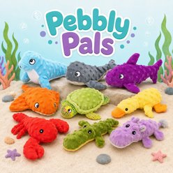 Dogline Pebbly Pal Turtle Squeaky Plush Dog Toy, Green, 8-in slide 2 of 3