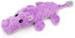 Dogline Pebbly Pal Hippo Squeaky Plush Dog Toy, Purple, 8-in