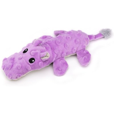 Dogline Dogline Pebbly Pal Hippo Squeaky Plush Dog Toy, Purple, 8-in
