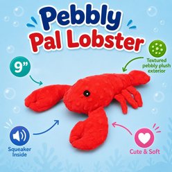 Dogline Pebbly Pal Lobster Squeaky Plush Dog Toy, Red, 9-in slide 2 of 3
