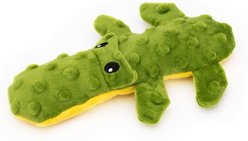 Dogline Pebbly Pal Crocodile Squeaky Plush Dog Toy, Green, 8-in