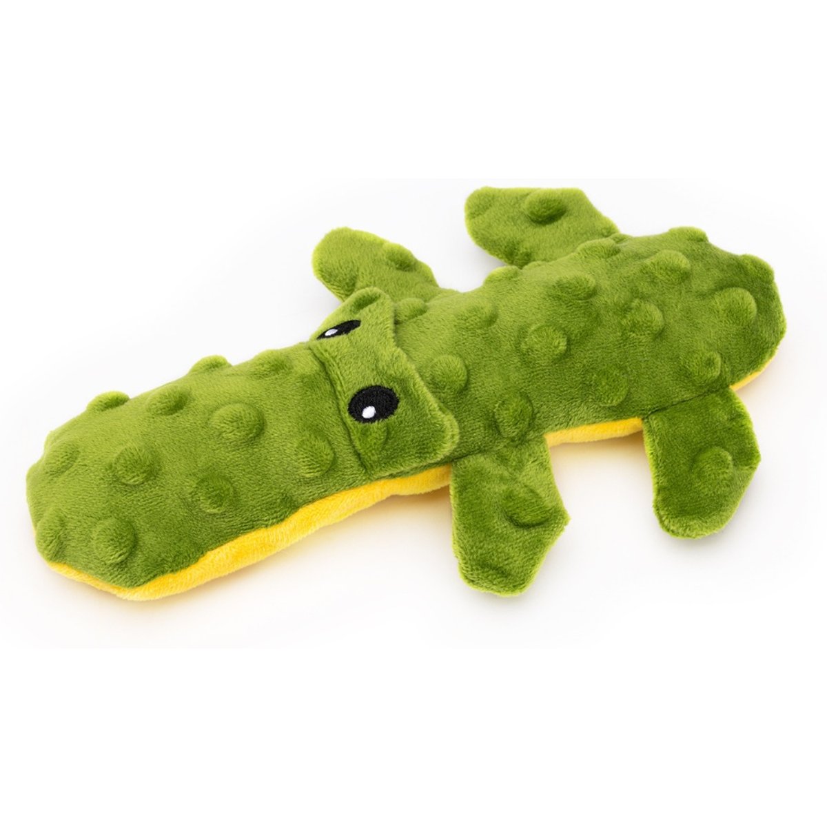 Dogline Pebbly Pal Crocodile Squeaky Plush Dog Toy, Green, 8-in