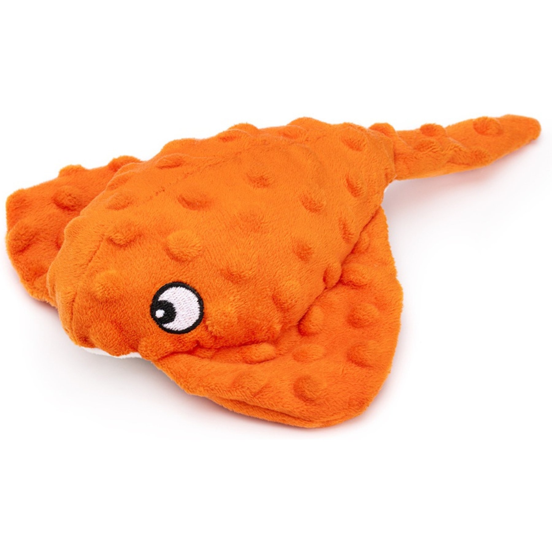 Dogline Pebbly Pal Stingray Squeaky Plush Dog Toy, Orange, 8-in