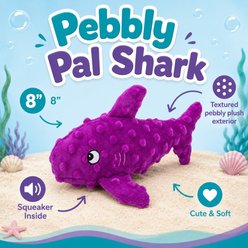 Dogline Pebbly Pal Shark Squeaky Plush Dog Toy, Purple, 8-in slide 2 of 3