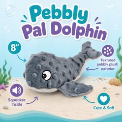 Dogline Pebbly Pal Dolphin Squeaky Plush Dog Toy, Gray, 8-in slide 2 of 3