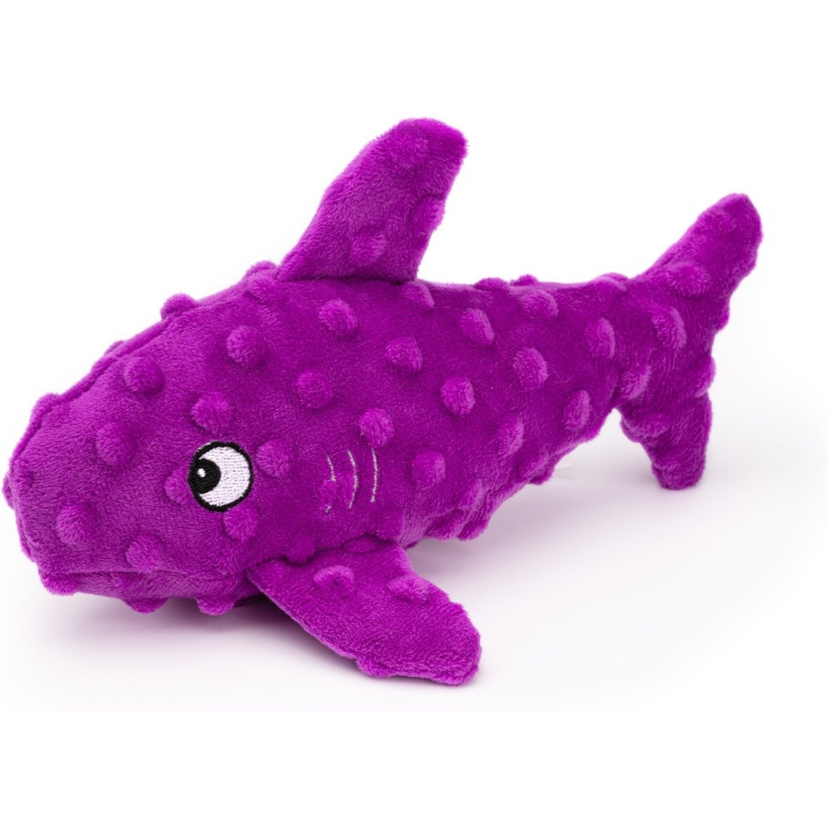 Dogline Pebbly Pal Shark Squeaky Plush Dog Toy, Purple, 8-in