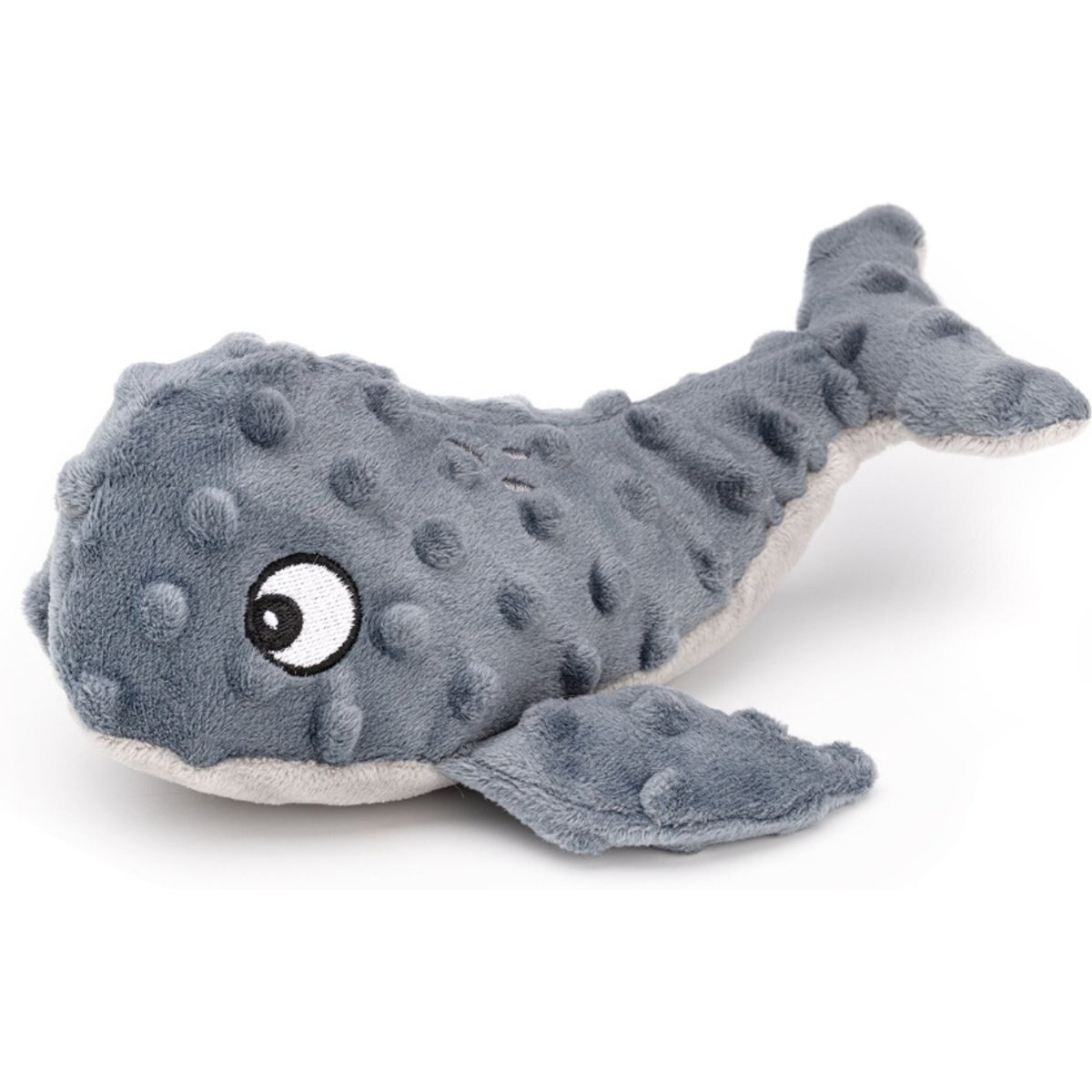 Dogline Pebbly Pal Dolphin Squeaky Plush Dog Toy, Gray, 8-in