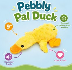 Dogline Pebbly Pal Duck Squeaky Plush Dog Toy, Yellow, 9-in slide 2 of 3