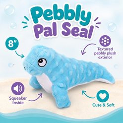 Dogline Pebbly Pal Seal Squeaky Plush Dog Toy, Blue, 8-in slide 2 of 3