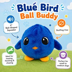 Dogline Blue Bird Ball Buddy Squeaky Plush Dog Toy with Ball-Shaped Squeaker, Blue, 4-in slide 2 of 4
