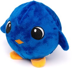 Dogline Blue Bird Ball Buddy Squeaky Plush Dog Toy with Ball-Shaped Squeaker, Blue, 4-in