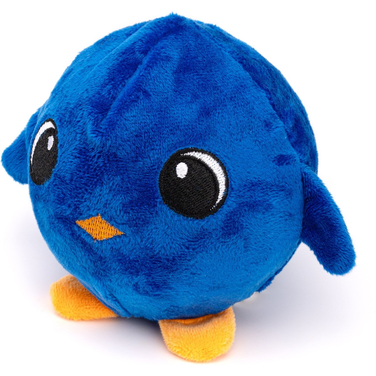 Dogline Blue Bird Ball Buddy Squeaky Plush Dog Toy with Ball-Shaped Squeaker, Blue, 4-in