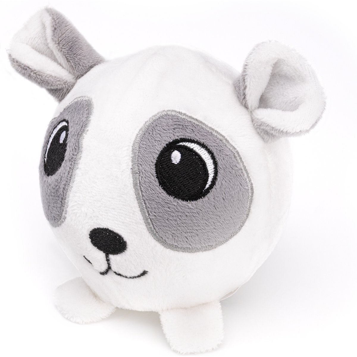 Dogline Pup Ball Buddy Squeaky Plush Dog Toy with Ball-Shaped Squeaker, White, 4-in