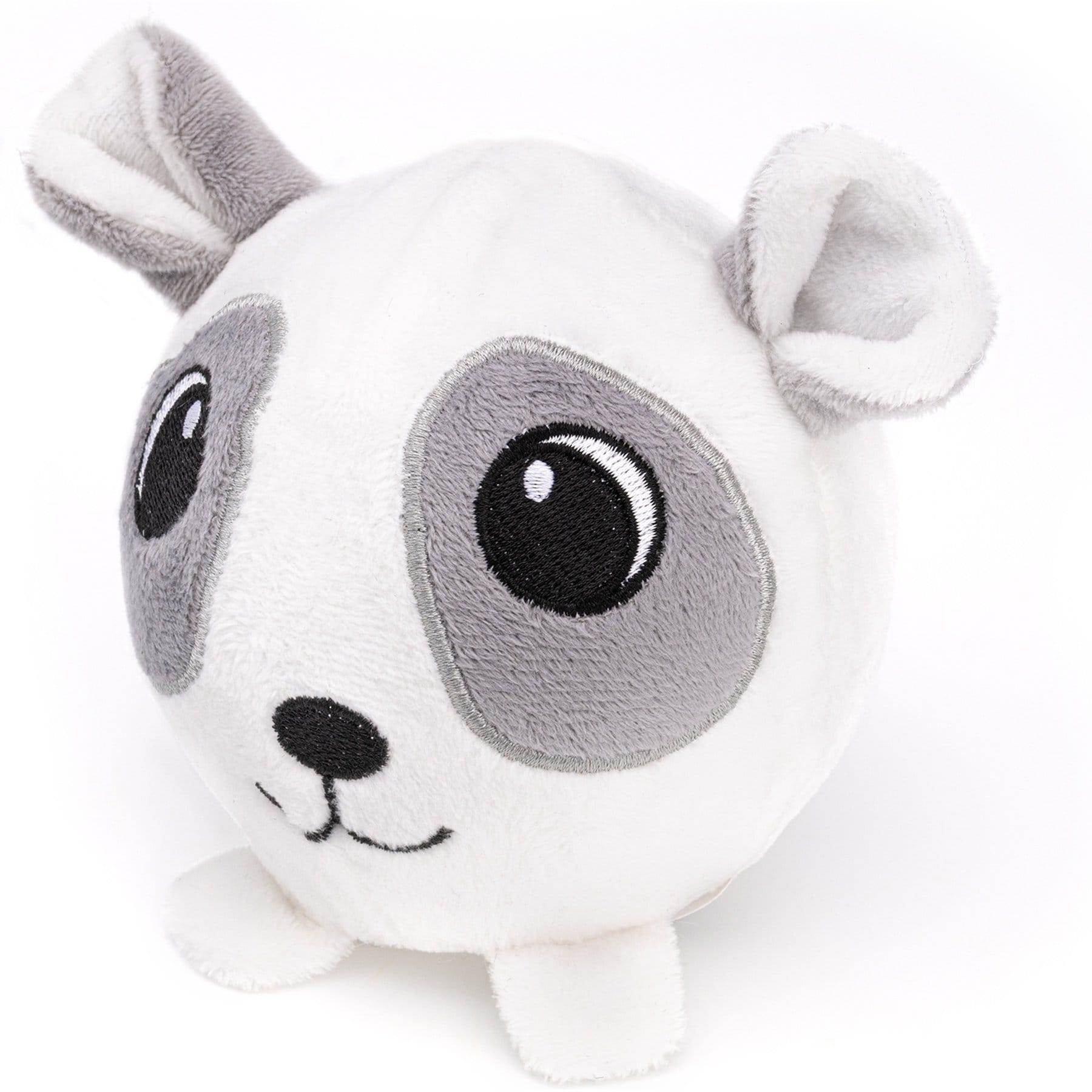 Dogline Pup Ball Buddy Squeaky Plush Dog Toy with Ball-Shaped Squeaker, White, 4-in
