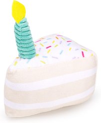 Dogline Birthday Cake Slice Mini Squeaky Plush Dog Toy, 6-in, Confetti Sprinkles