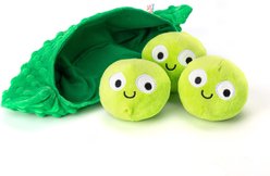 Dogline Pup-Peas Interactive Squeaky Plush Dog Toy with 3 Peas, Green, 12-in, 4 count slide 2 of 3