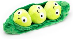Dogline Pup-Peas Interactive Squeaky Plush Dog Toy with 3 Peas, Green, 12-in, 4 count
