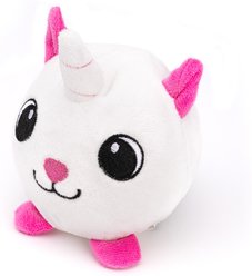 Dogline Unicorn Ball Buddy Squeaky Plush Dog Toy with Ball-Shaped Squeaker, White, 4-in