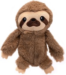 Dogline Sloth Crinkle Squeaky Plush Dog Toy, Brown, 9.5-in