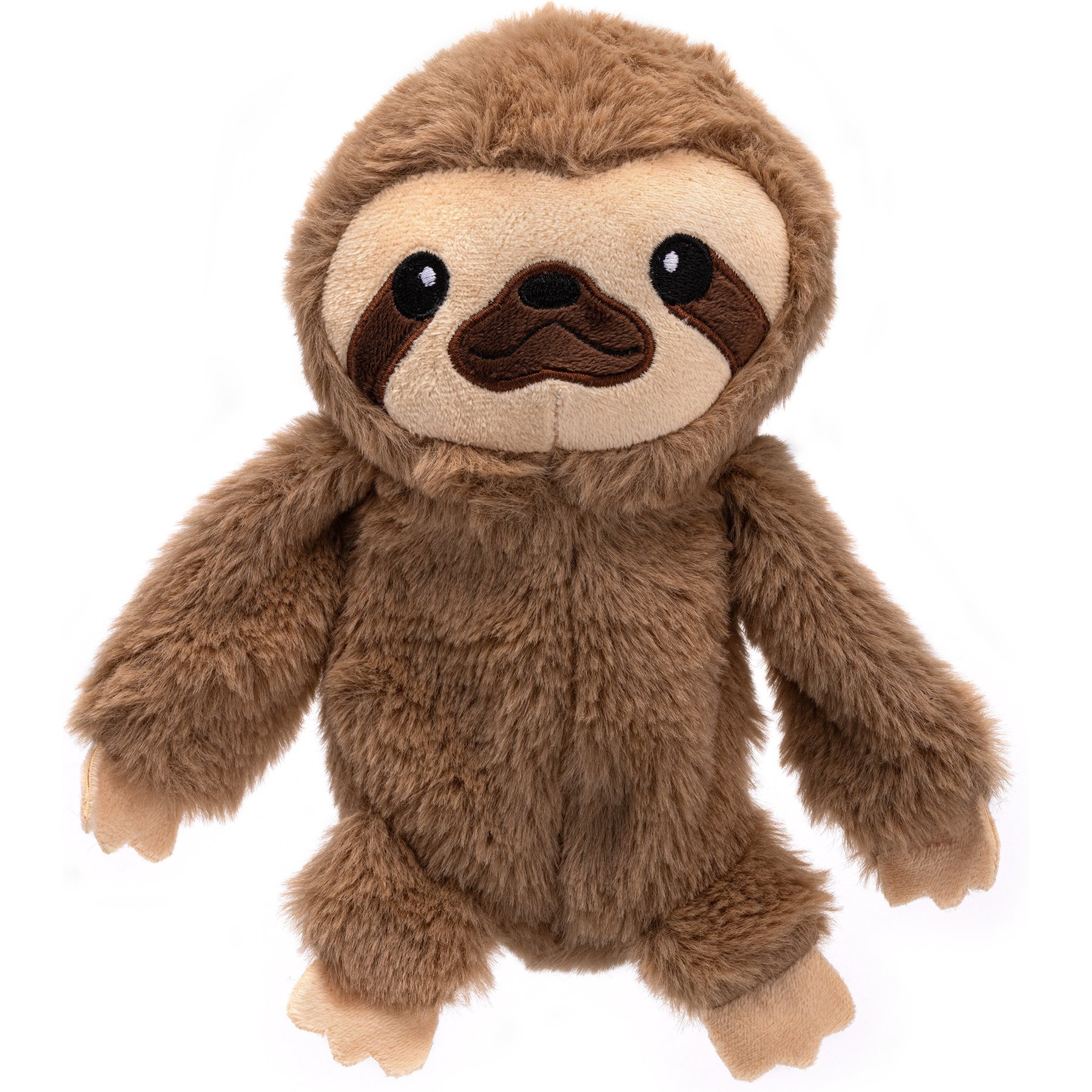 Dogline Sloth Crinkle Squeaky Plush Dog Toy, Brown, 9.5-in
