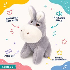 Dogline Donkey Mini Squeaky Plush Dog Toy, Gray, 6-in slide 2 of 3