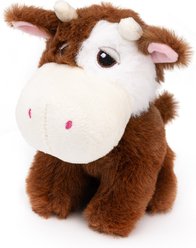 Dogline Cow Mini Squeaky Plush Dog Toy, Brown, 6-in