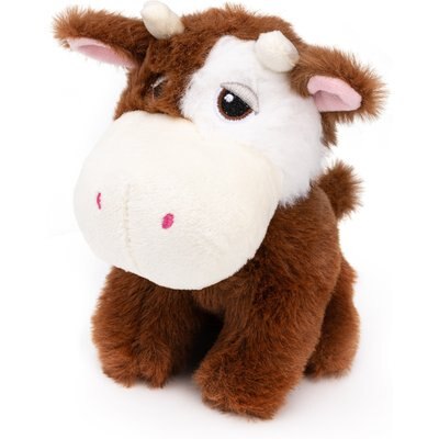 Dogline Dogline Cow Mini Squeaky Plush Dog Toy, Brown, 6-in