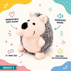 Dogline Hedgehog Mini Squeaky Plush Dog Toy, Gray, 6-in slide 2 of 3