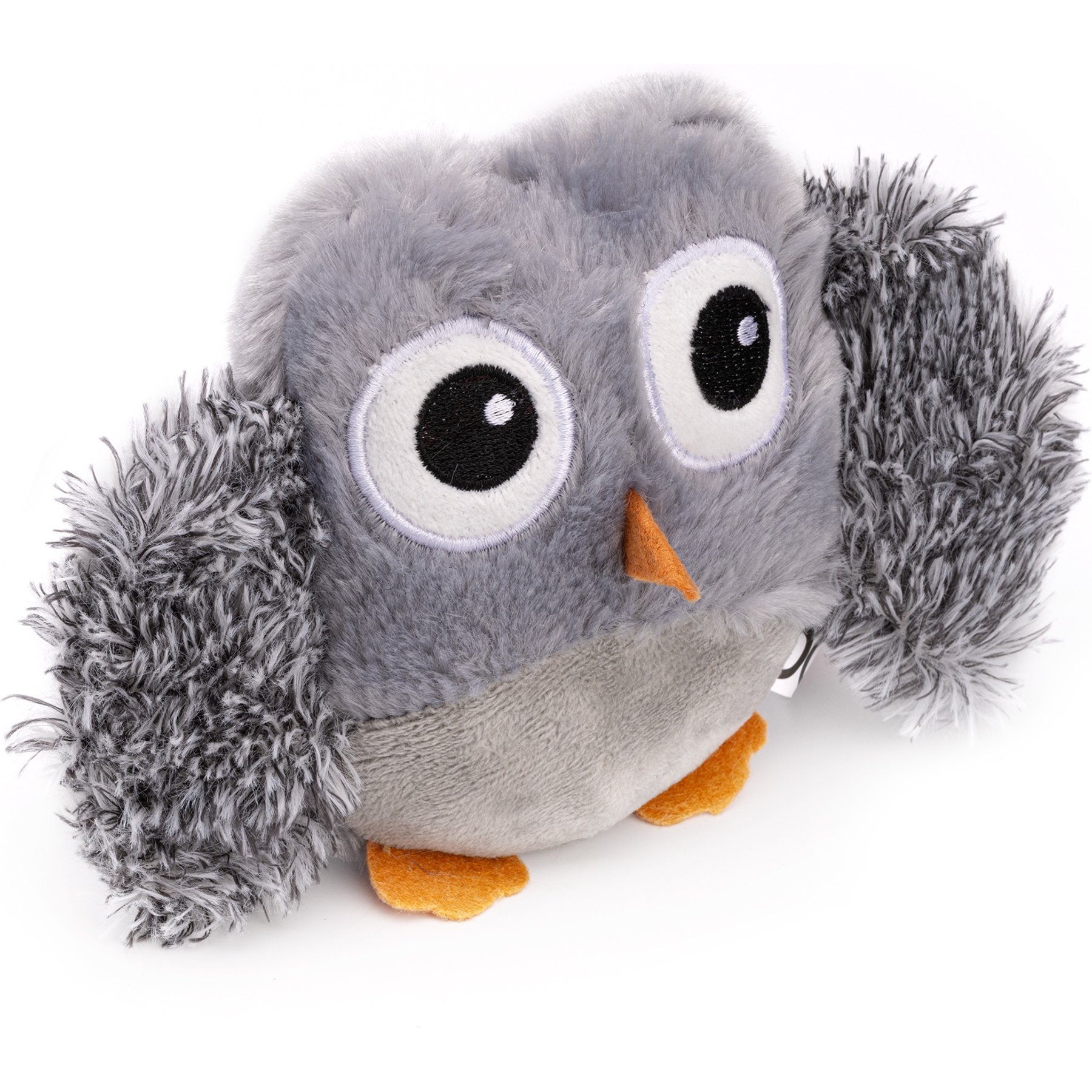 Dogline Gray Owl Mini Squeaky Plush Dog Toy, Gray, 6-in