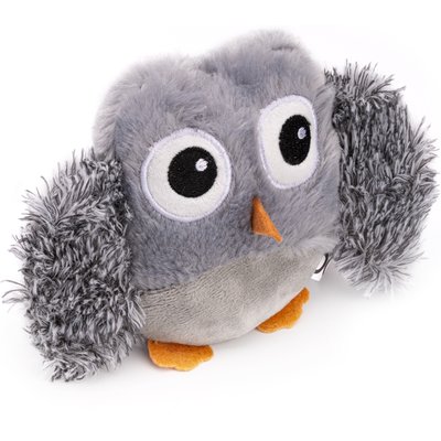 Dogline Dogline Gray Owl Mini Squeaky Plush Dog Toy, Gray, 6-in