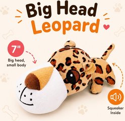 Dogline Big Head Tiger Mini Squeaky Plush Dog Toy, Brown, 7-in slide 2 of 3