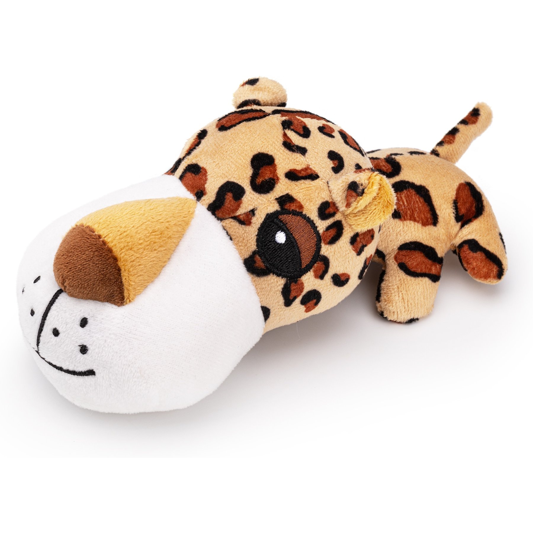 Dogline Big Head Tiger Mini Squeaky Plush Dog Toy, Brown, 7-in