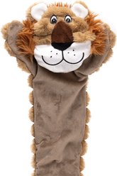 Dogline SUPER! Floppy Lion Crinkle Plush Dog Toy, Tan, 33-in