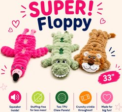 Dogline SUPER! Floppy Flamingo Crinkle Plush Dog Toy, Pink, 33-in slide 2 of 4