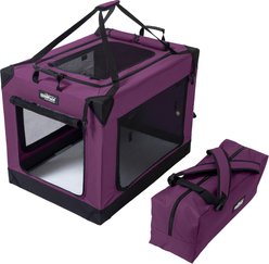EliteField 4-Door Foldable Soft-Sided Dog Crate, Purple, 36 x 25 x 26-in