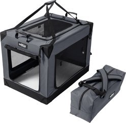 EliteField 4-Door Foldable Soft-Sided Dog Crate, Gray, 42 x 31 x 32-in