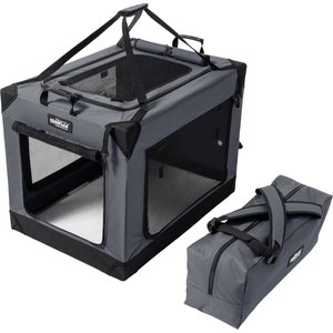 ELITEFIELD 4-Door Collapsible Soft-Sided Dog Crate, Blue Gray, S