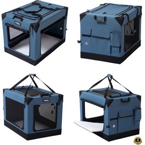 EliteField 4-Door Foldable Soft-Sided Dog Crate, Blue Gray, 42 x 31 x 32-in