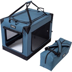 EliteField 4-Door Foldable Soft-Sided Dog Crate, Blue Gray, 42 x 31 x 32-in