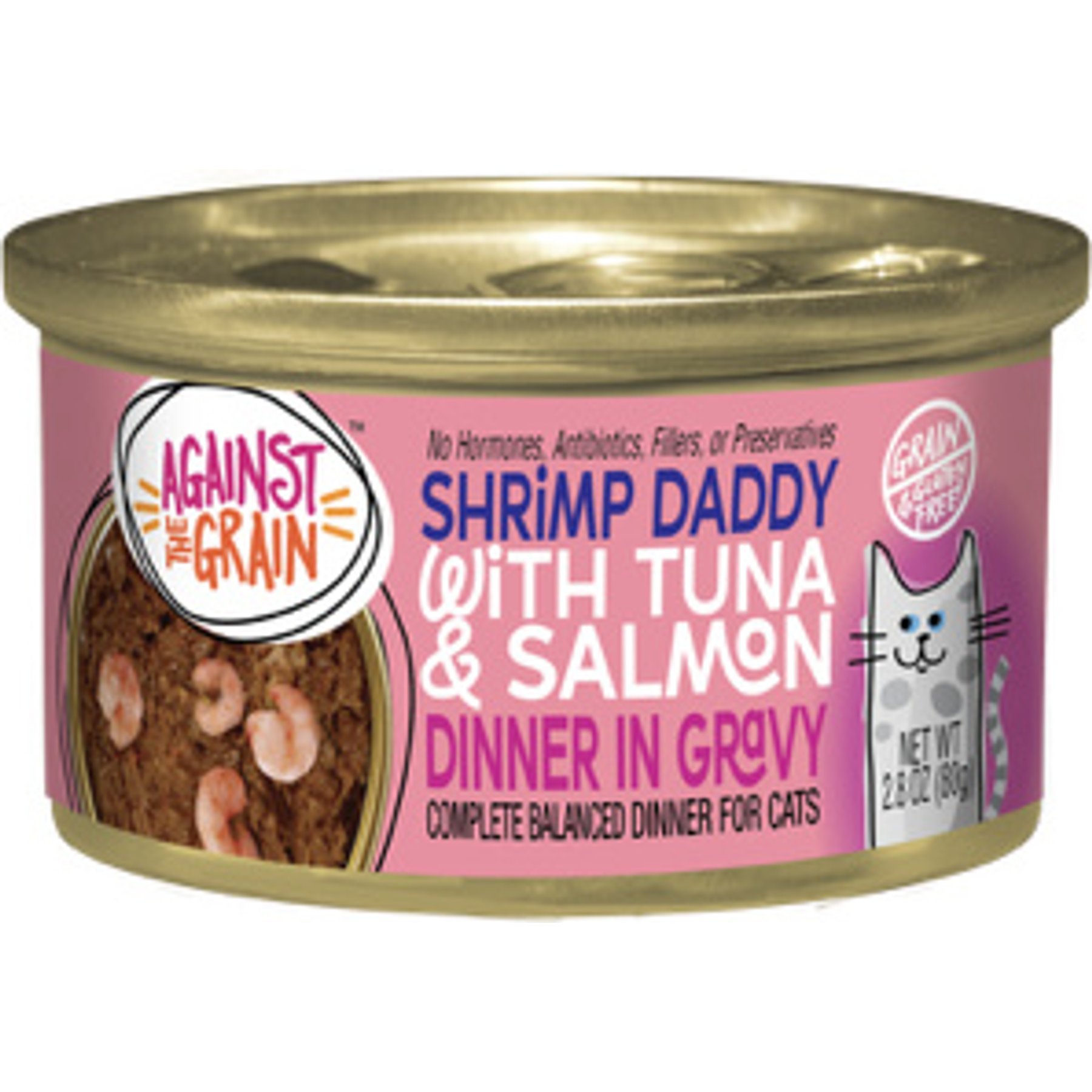 Against the Grain Shrimp Daddy with Tuna & Salmon Dinner Grain-Free Canned Cat Food, 2.8-oz, case of 24