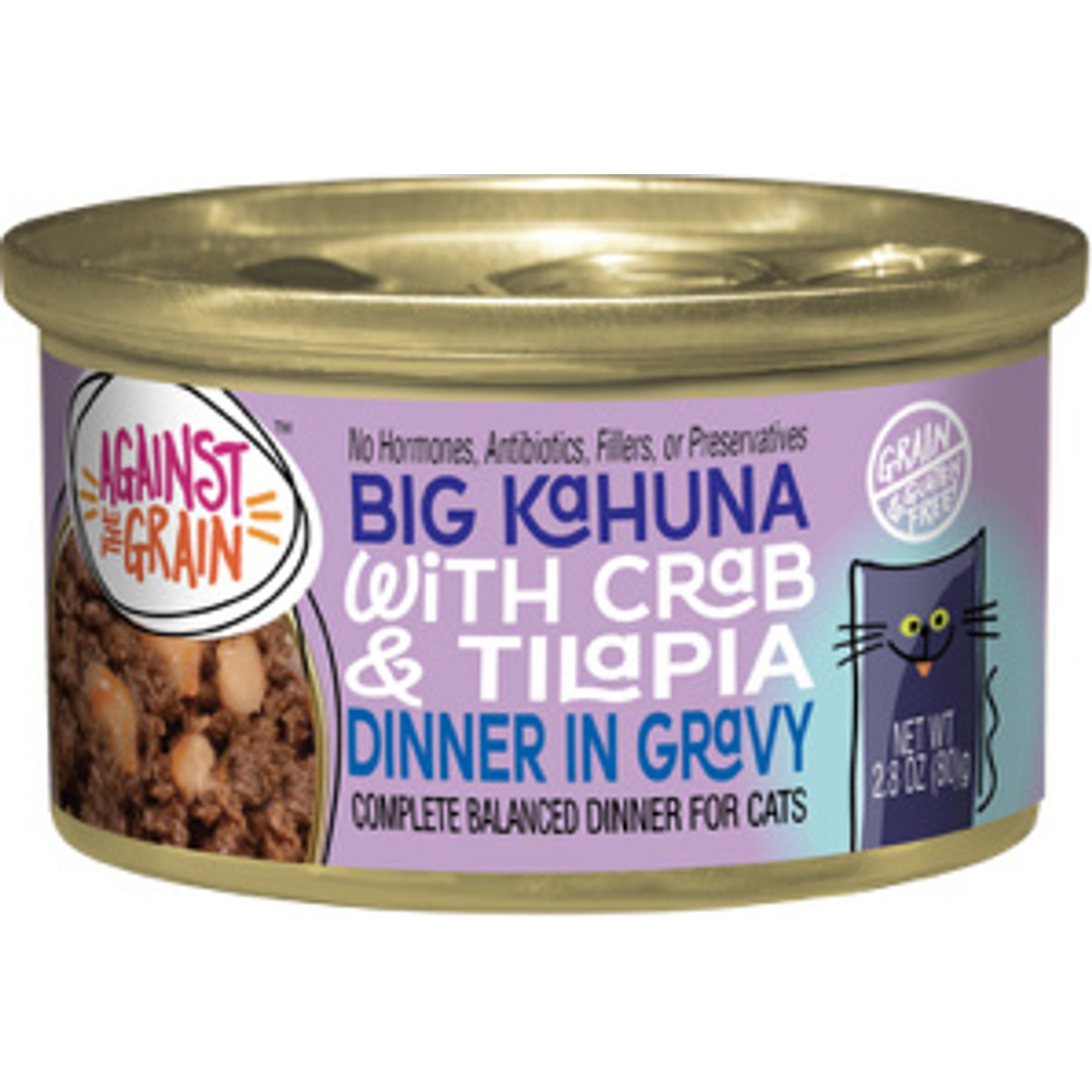 Against the Grain Big Kahuna with Crab & Tilapia Dinner Grain-Free Canned Cat Food, 2.8-oz, case of 24