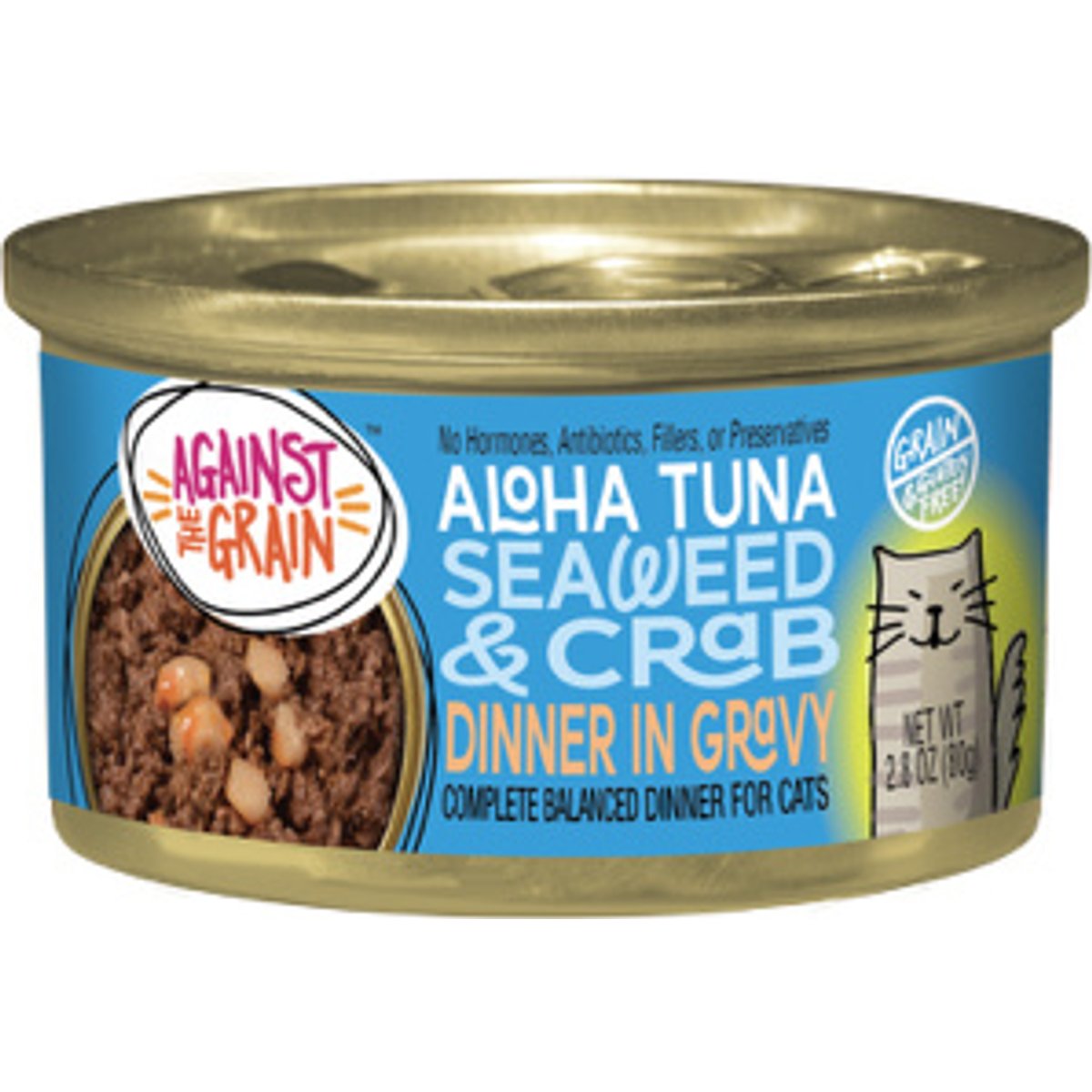 Against the Grain Aloha Tuna with Seaweed & Crab Dinner Grain-Free Canned Cat Food, 2.8-oz, case of 24