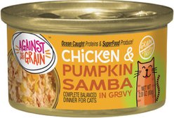 Against the Grain Chicken & Pumpkin Samba Dinner Grain-Free Canned Cat Food, 2.8-oz, case of 24
