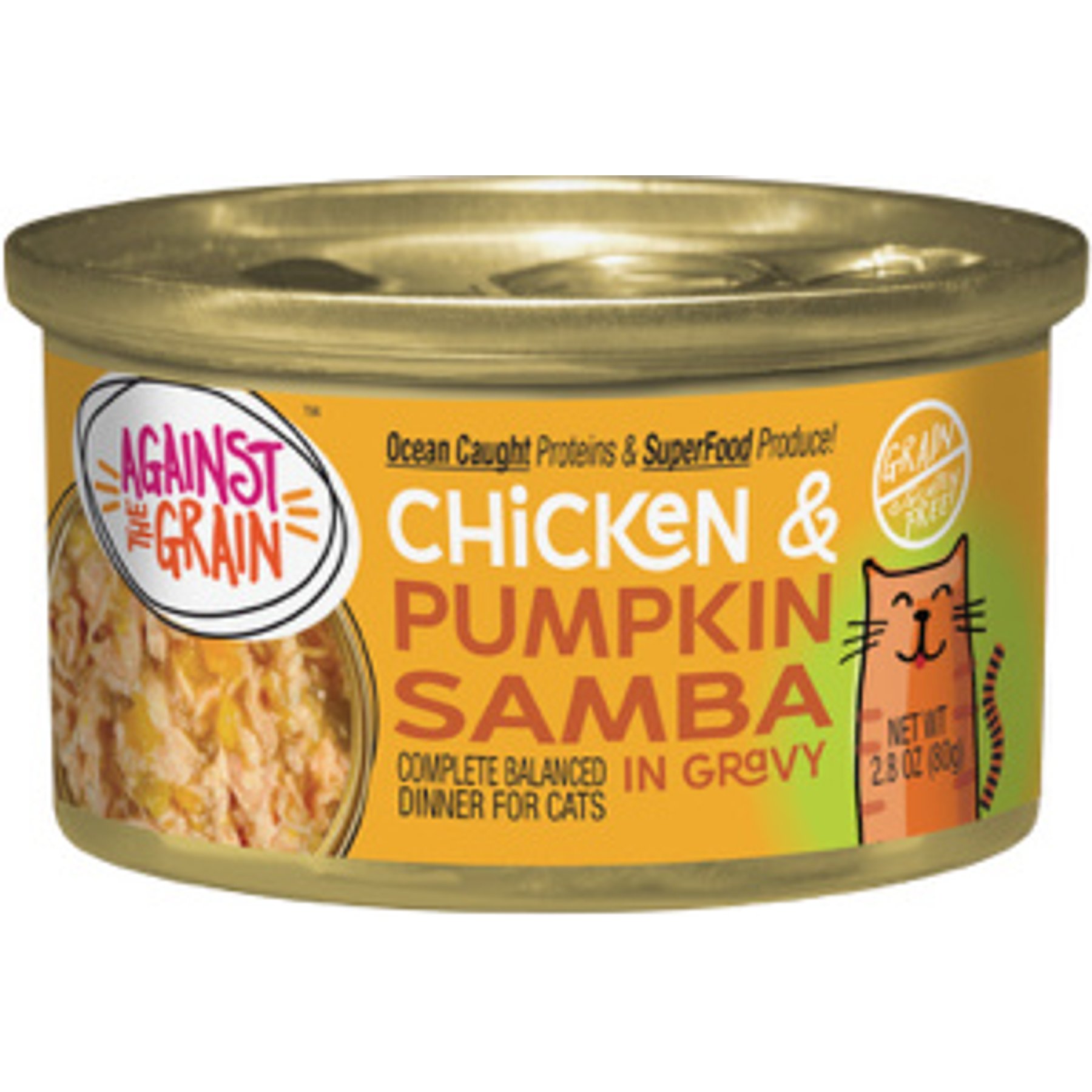 Against the Grain Chicken & Pumpkin Samba Dinner Grain-Free Canned Cat Food, 2.8-oz, case of 24