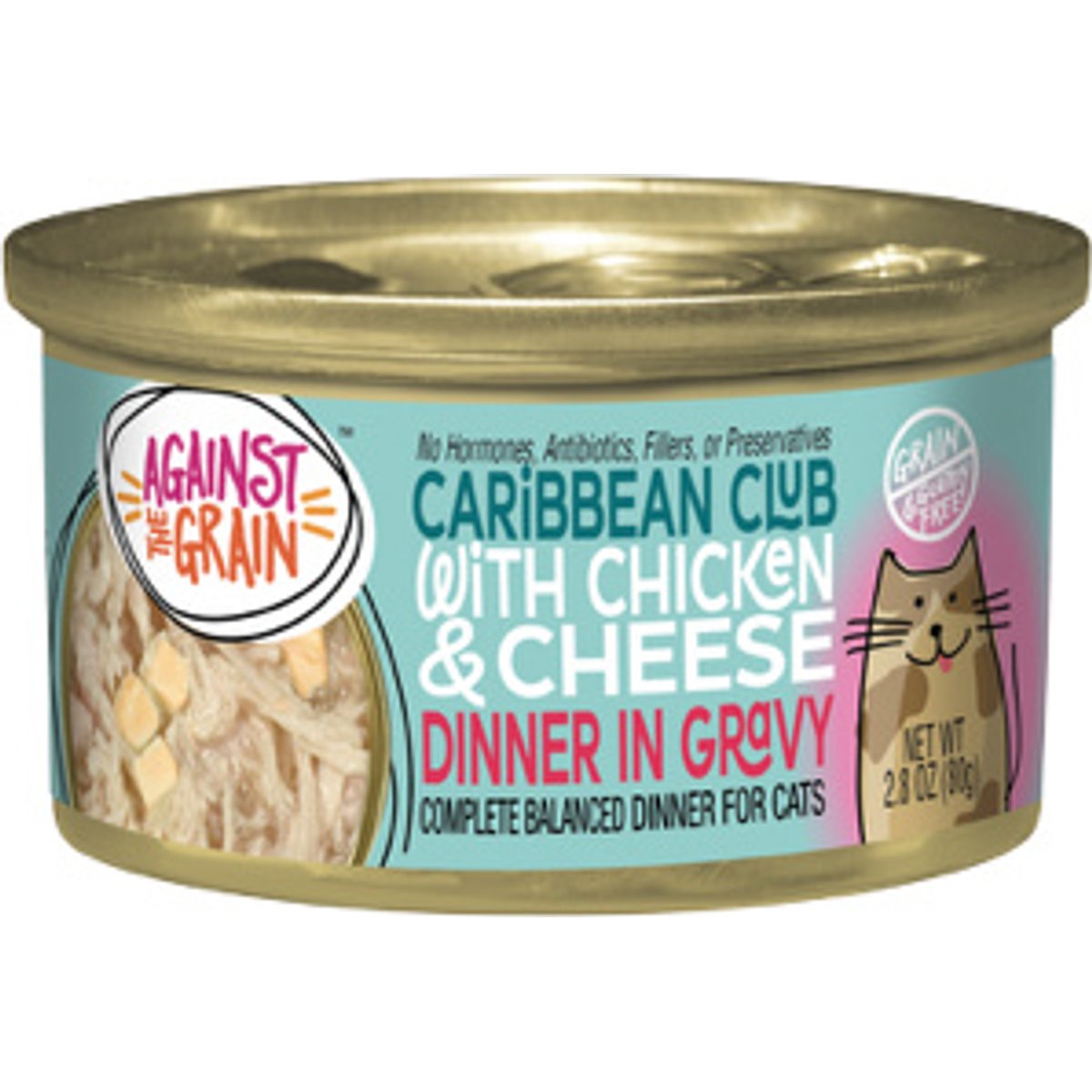 Against the Grain Caribbean Club with Chicken & Cheese Dinner Grain-Free Canned Cat Food, 2.8-oz, case of 24