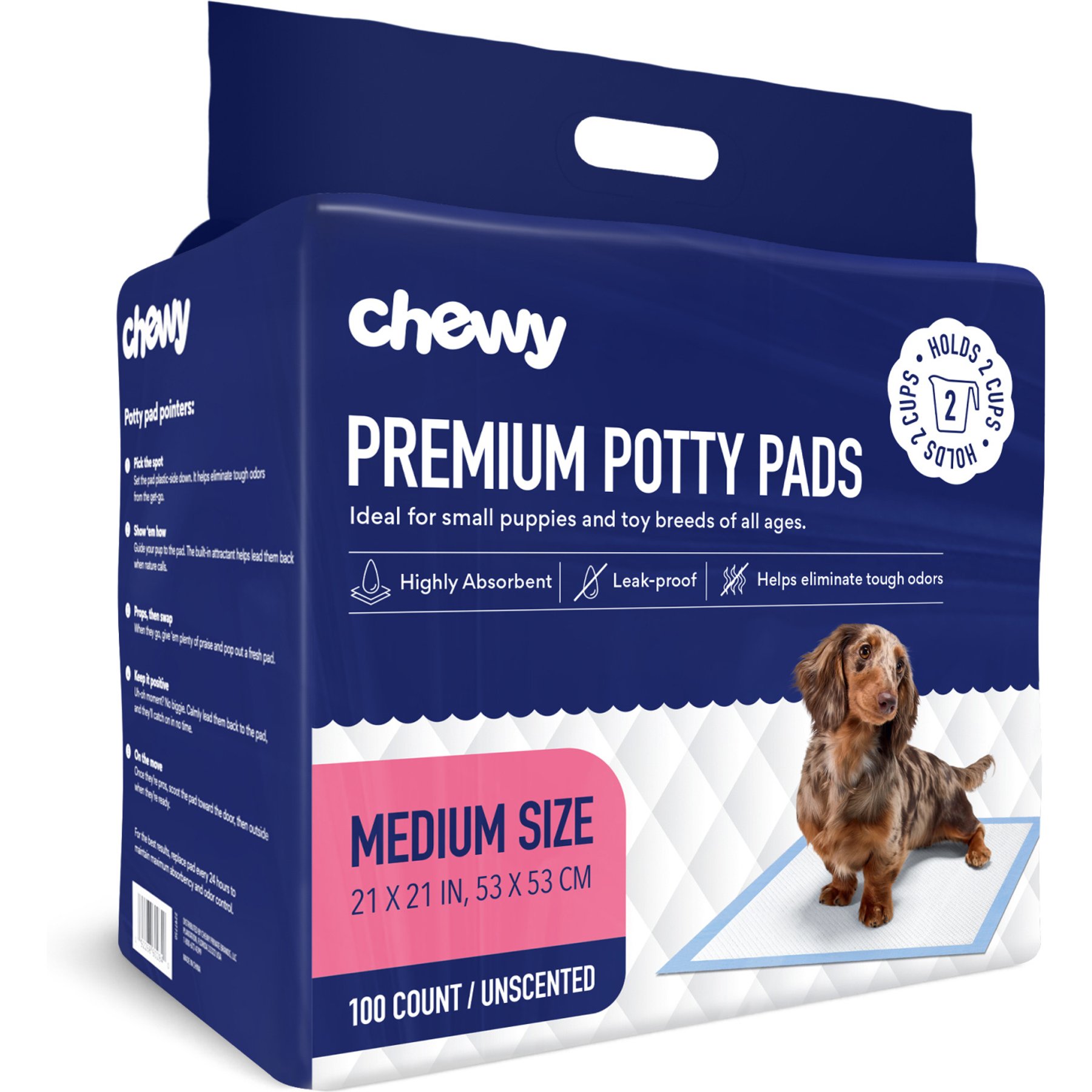 Chewy Made Medium Premium Dog Training & Potty Pads (FORMERLY FRISCO), 21 x 21-in, Unscented, 100 count