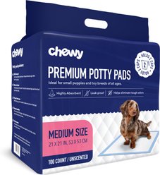 Chewy Made Medium Premium Dog Training & Potty Pads (FORMERLY FRISCO), 21 x 21-in, Unscented, 100 count