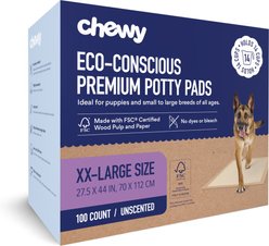 Chewy Made XX-Large Eco-Conscious Dog Training & Potty Pads (FORMERLY FRISCO), 27.5 x 44-in, Unscented, 100 count
